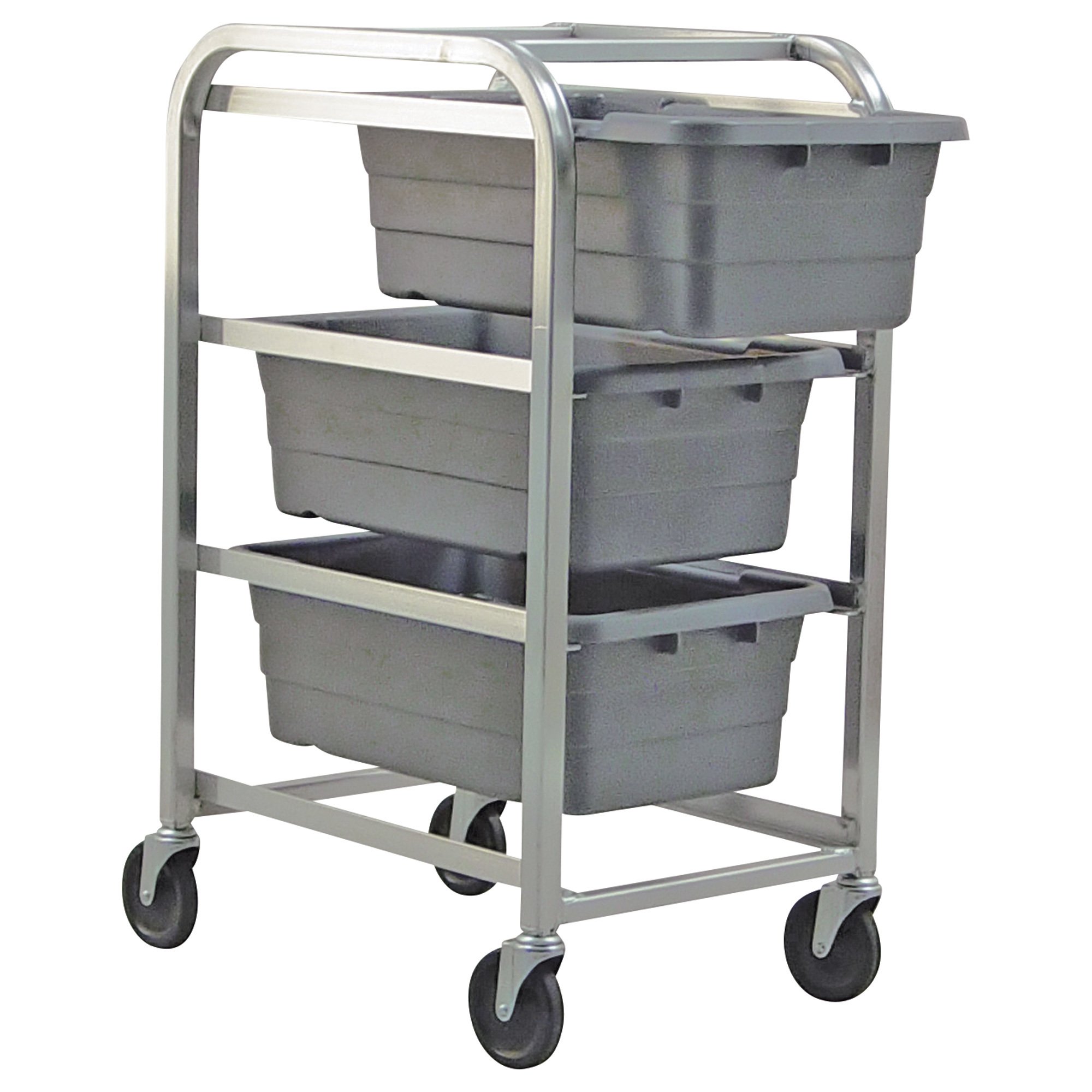 Quantum Storage 3 Shelf Cart With 3 Cross Stack Tubs